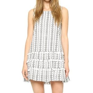Moon River White Printed Tassle Mini Dress